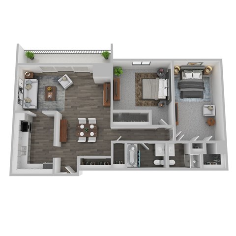 2 Bed 2 Bath Floor Plan | 1,150 Sq. Ft. at The Rays at Vegas Towers Apartments, Las Vegas, 89119